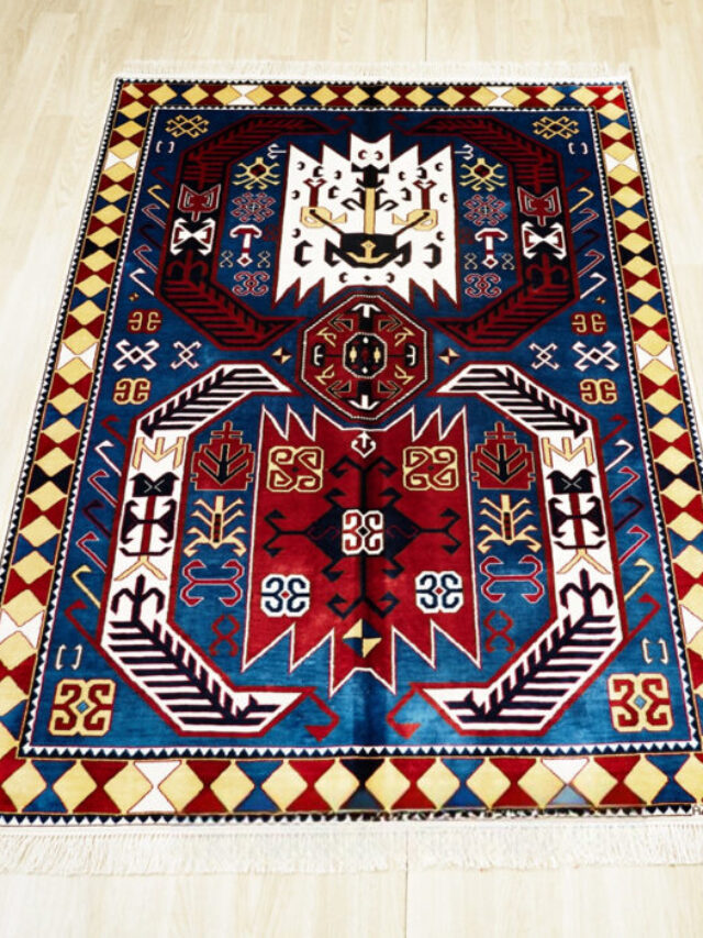 Hand Woven Caucasian Kazak Rugs Silk Area Rug 4x6ft